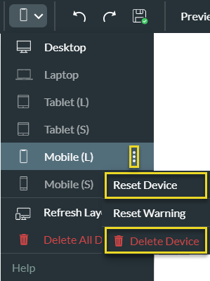 Device drop-down kebab menu 