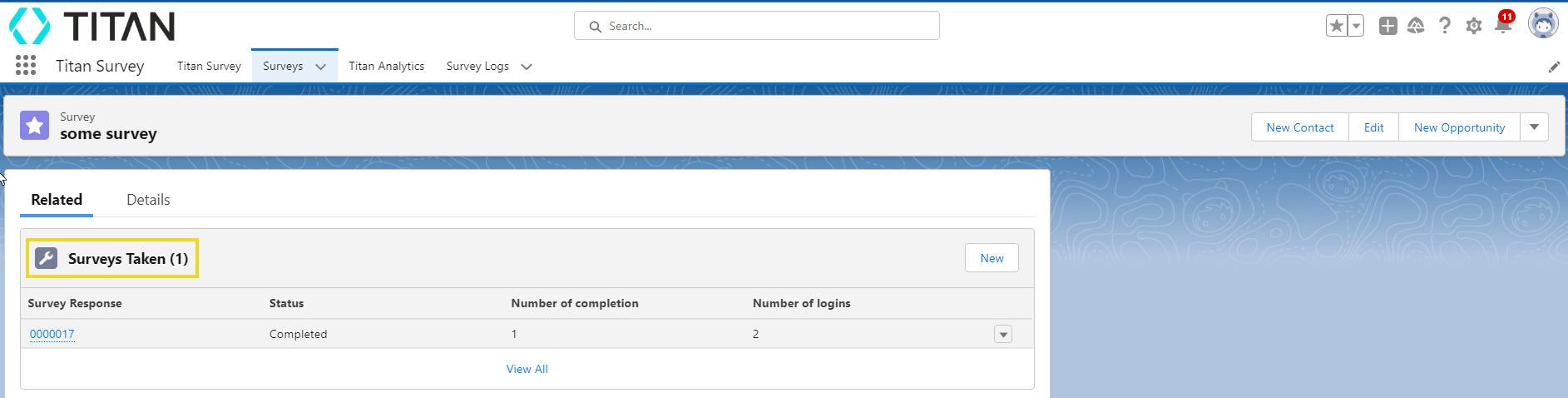 survey taken data in salesforce 