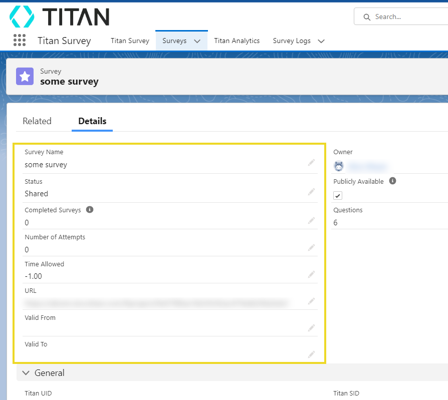 titan survey details 