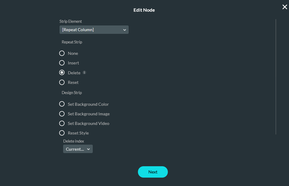 Edit node for the strip element 