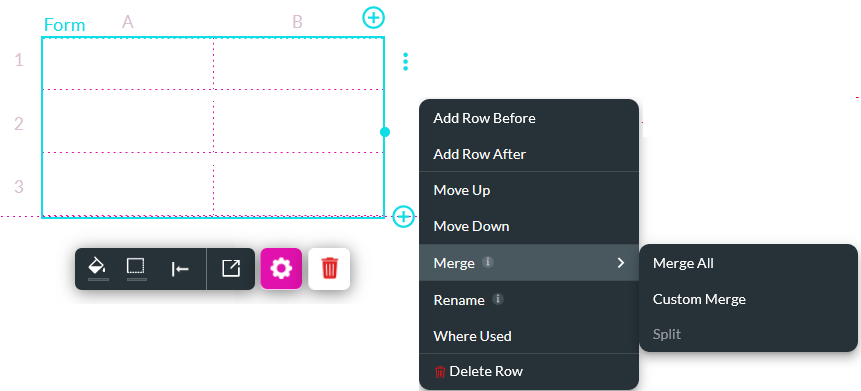 merge cells menu