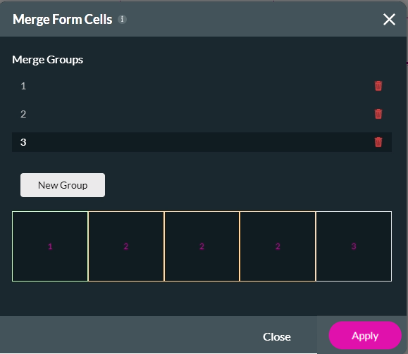 merge form cells screen