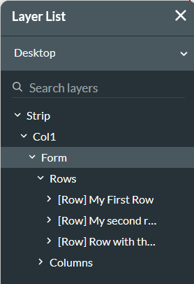 Screenshot showing the renamed rows in the layer list 