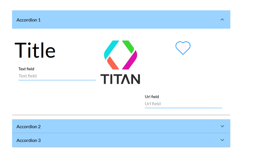 Screenshot showing how elements can be freely placed inside the accordion container 