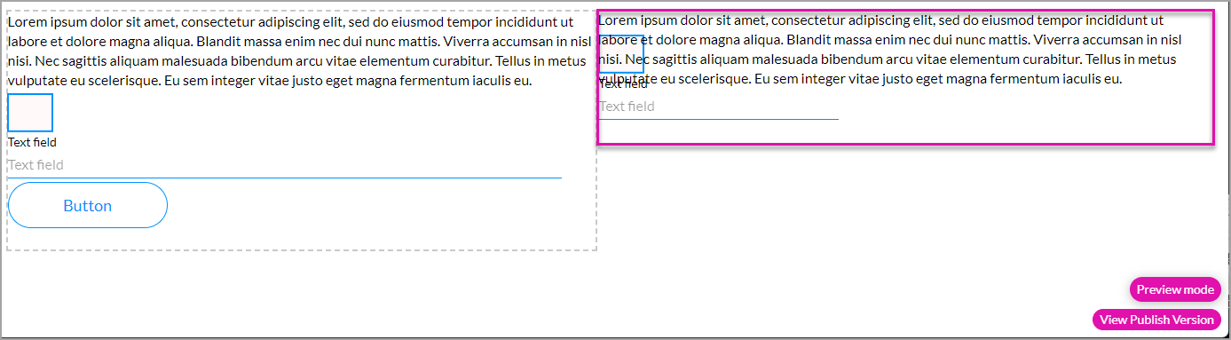 screenshot showing how the autofit container differs from the standard container 