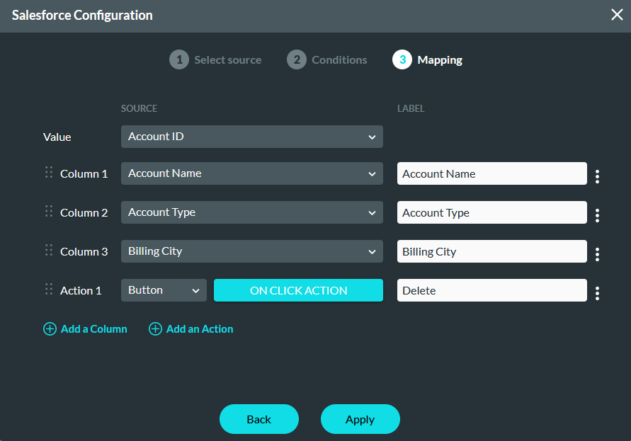 Salesforce configuration mapping step 