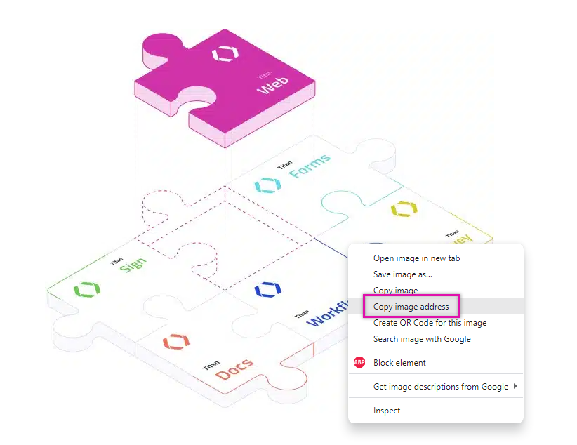 Image showing how to copy an image address from a website 