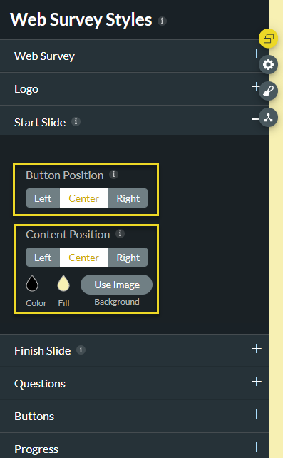 web survey styles - button and content position 