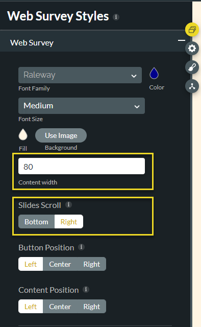 web survey content width and slides scroll 