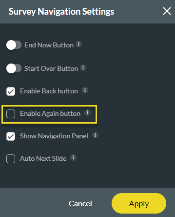 survey navigation settings 