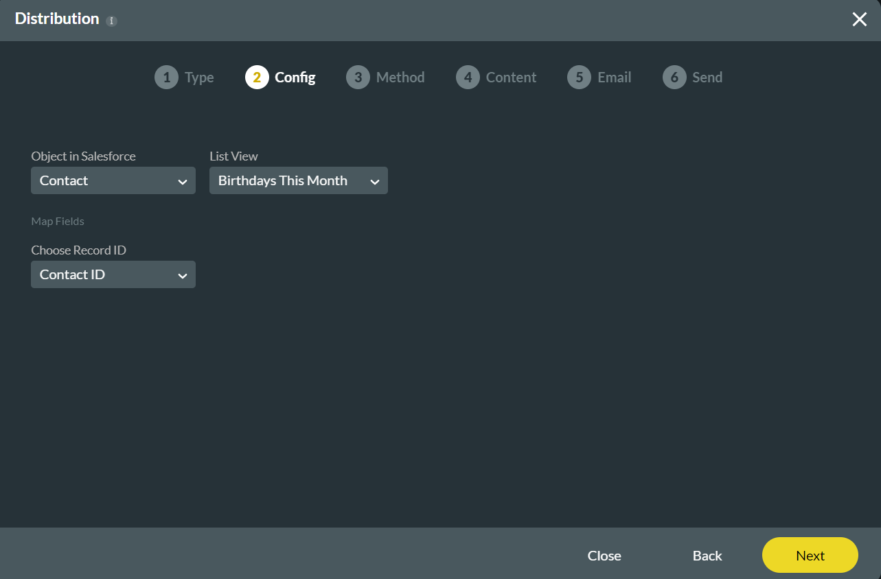 distribution config step 