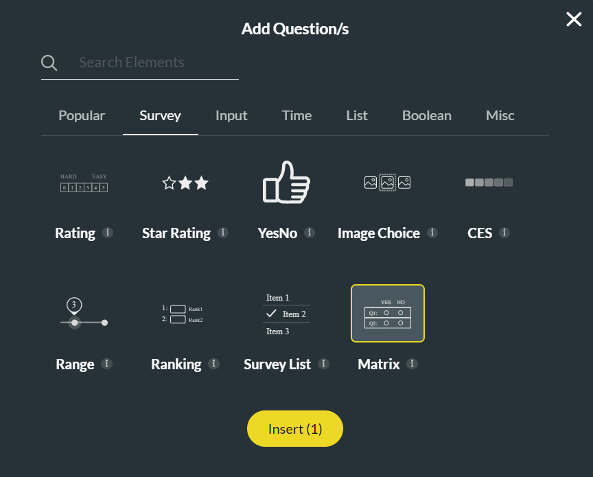 adding a matrix question type 