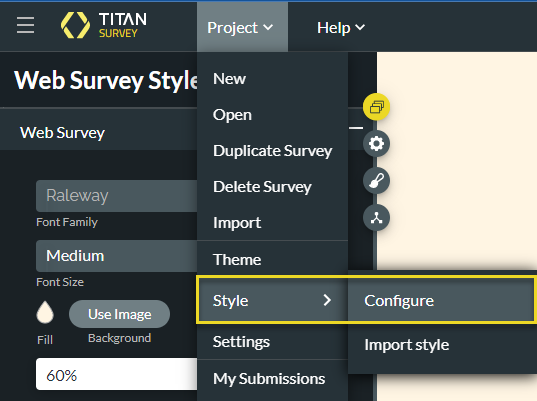 configure survey style 