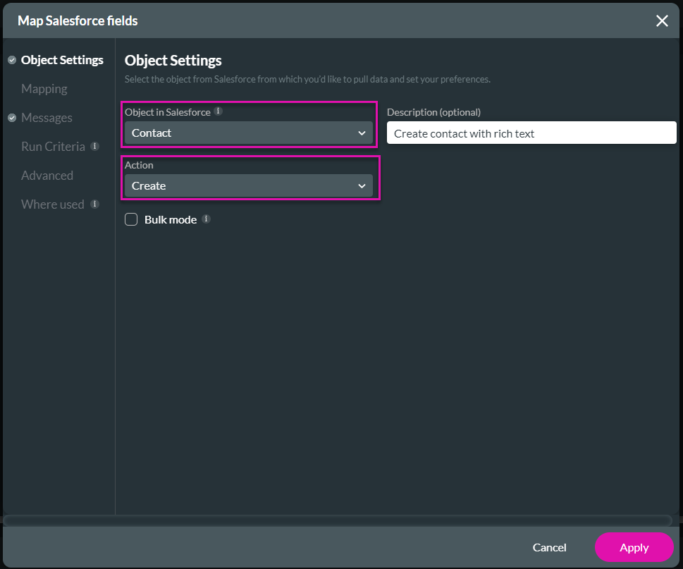 map salesforce fields > object settings 