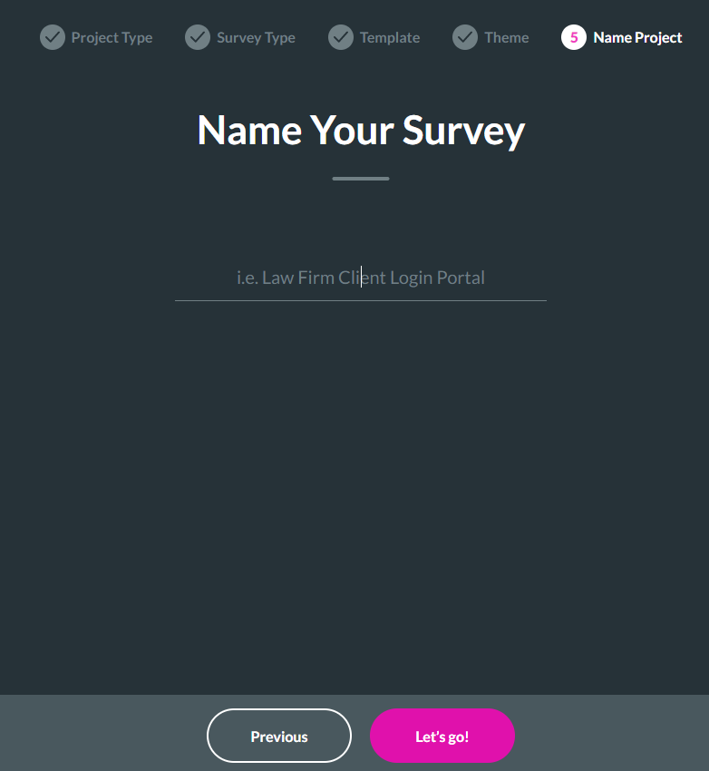 Name Your Survey screen