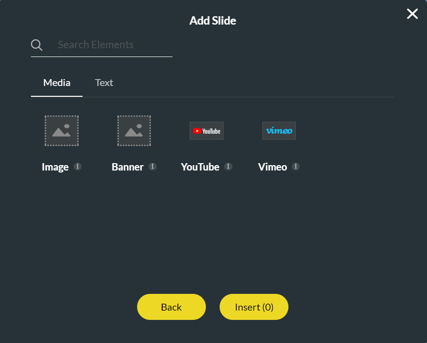 Information slide media options 