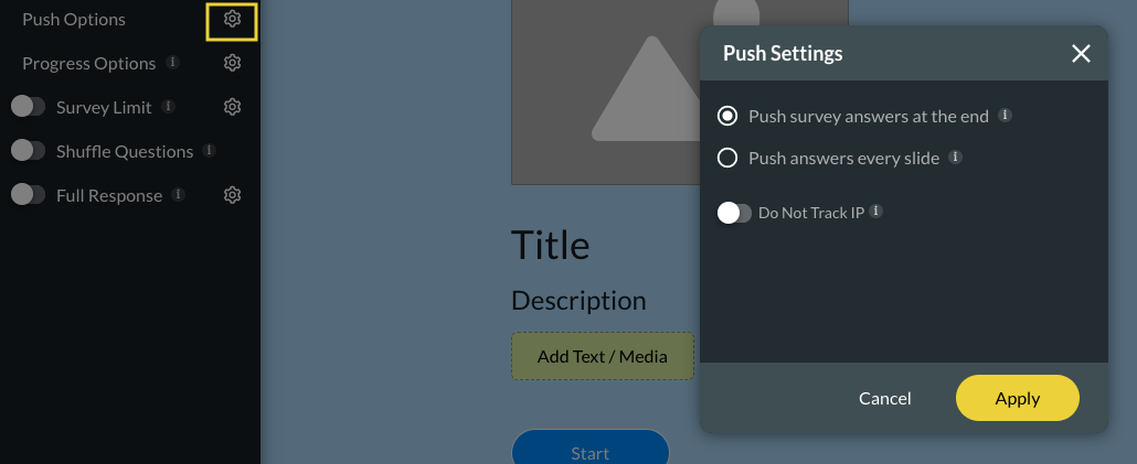 Push settings screen 