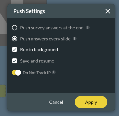 Push settings screen 