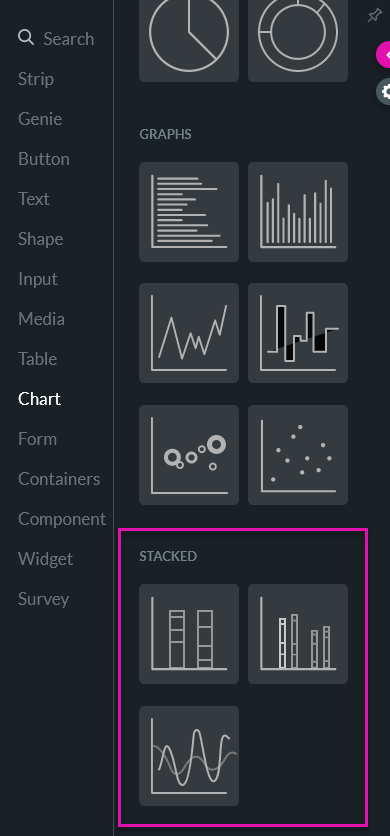 Screenshot of the stacked chart options 