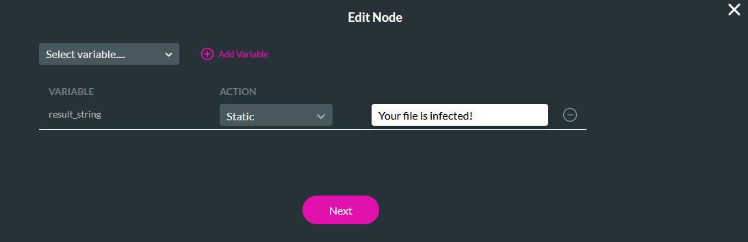 Edit Node screen for the failed node 