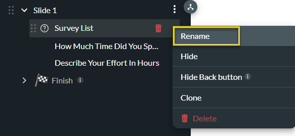 image displaying how to rename a slide. 