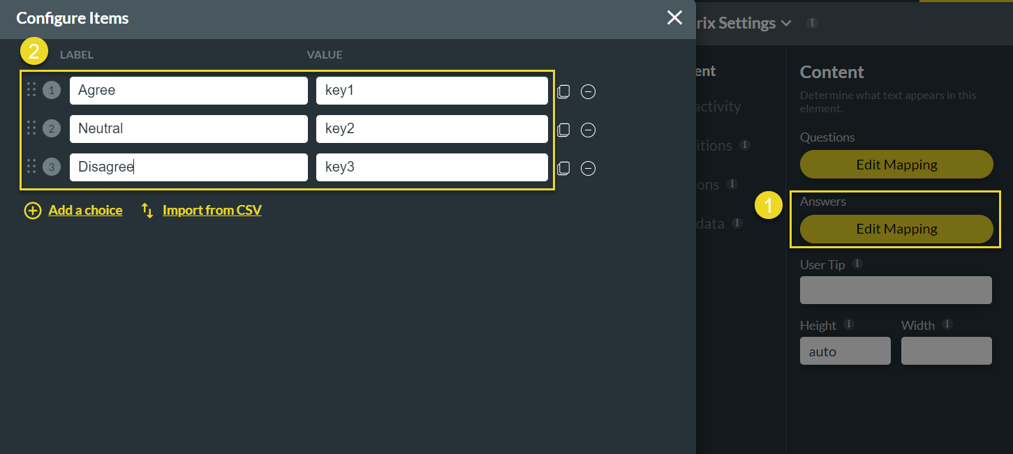 image displaying mapping of answers