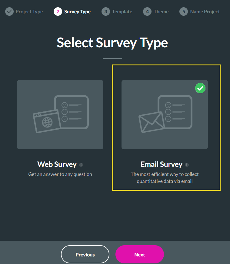 image showing how to select Email Survey.