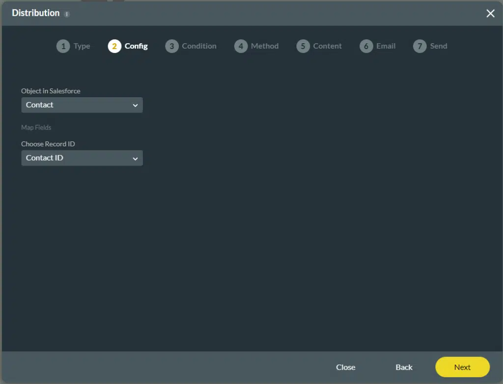 distribution config step 