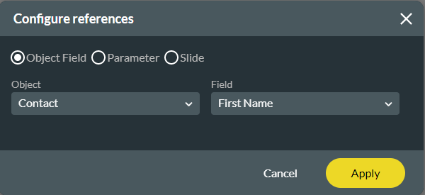 configure references using an object field 