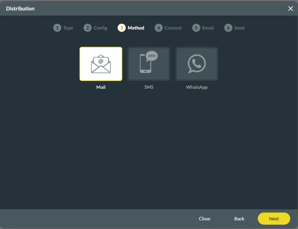 Distribution screen method config