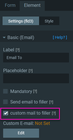 Screenshot of Titan element settings 