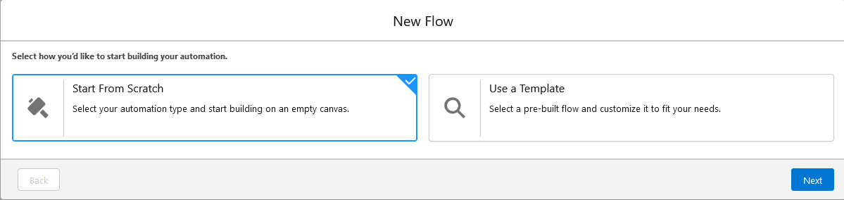 Screenshot of new flow options