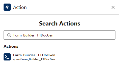 Screenshot of the search action window 