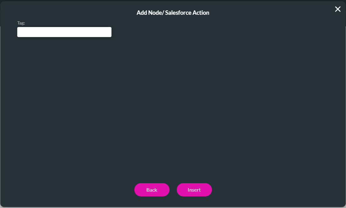 Add a tag to the salesforce action node 