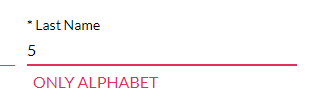 Alphabet only error message 