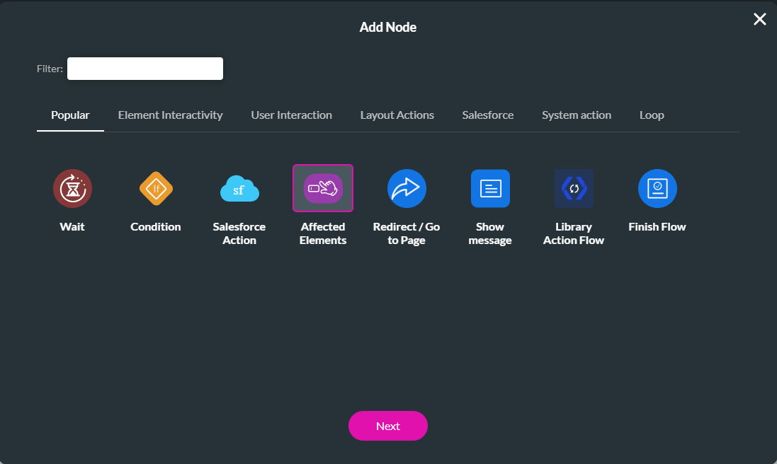 Add affected element node 