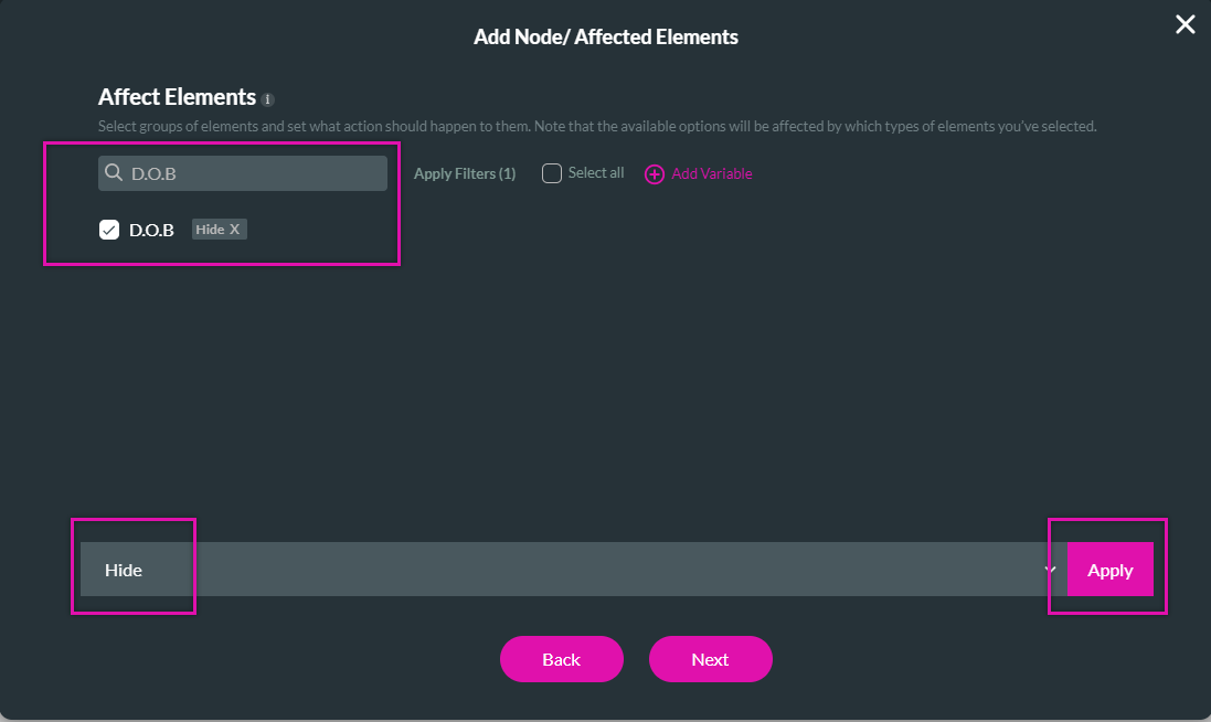 Hide element configuration 