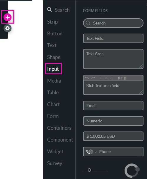 Adding input elements to the form 