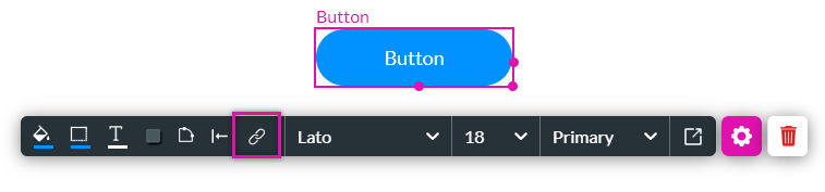 Screenshot of the button menu with the interactivity icon highlighted 