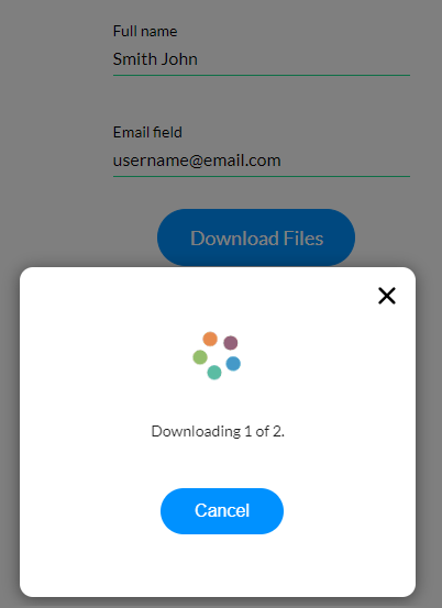 Screenshot of download files screen example 