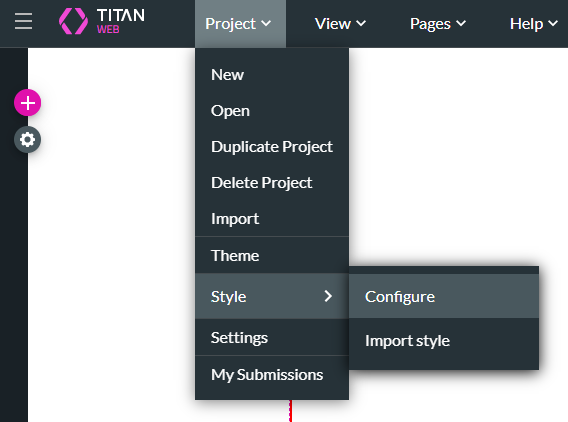 Screenshot of the expanded project dropdown  