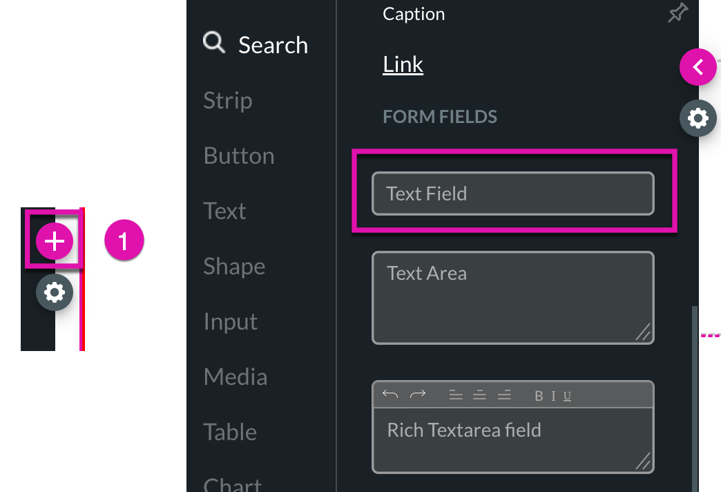 Screenshot showing how to insert a text field 