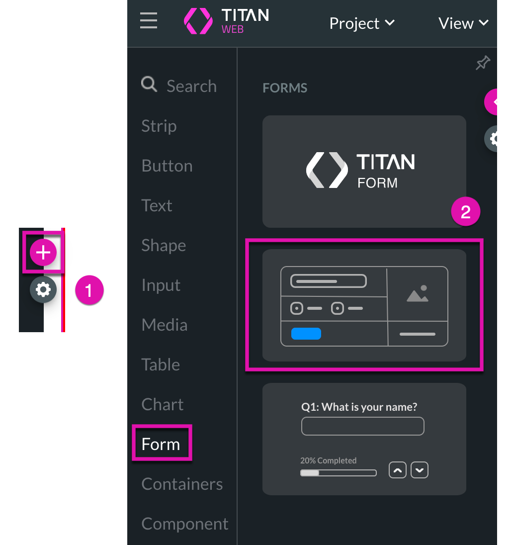 Adding a form element to the canvas 