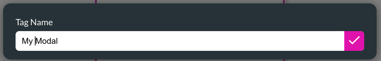 Screenshot of the Tag Name window displaying how to rename a modal 