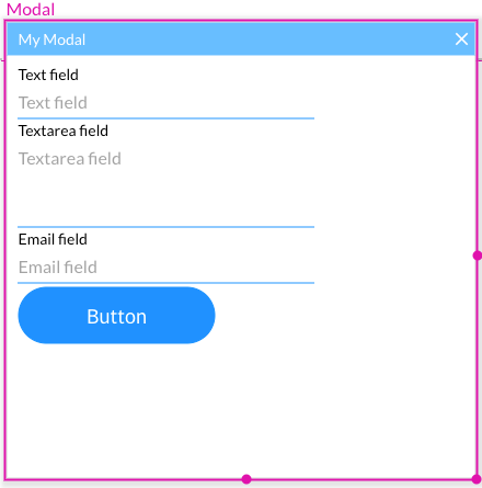 Screenshot of example modal with added elements 