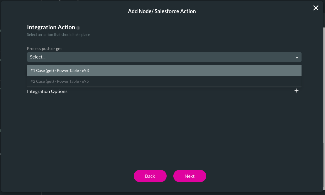 Screenshot showing selecting configured actions 