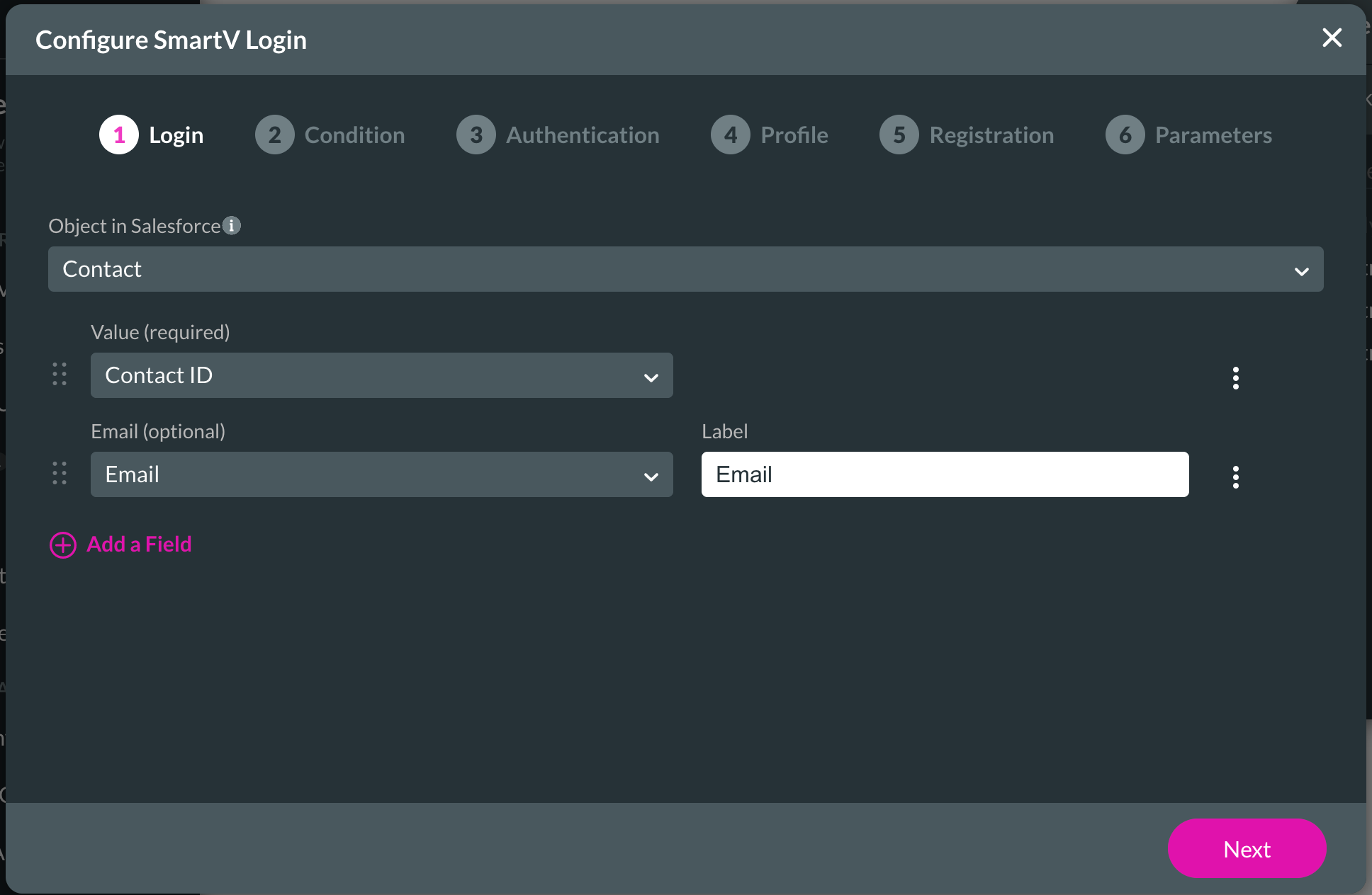 Screenshot of configure smartv log in window displaying the log in step 