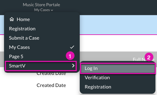 Screenshot showing how to navigate to the log in page