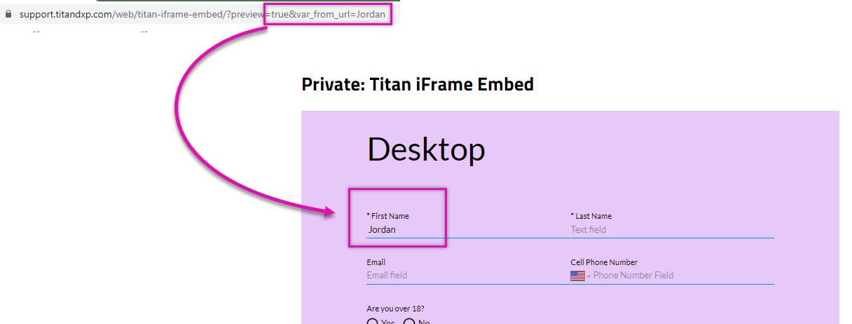 Pass value through URL 