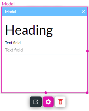 Screenshot showing elements added to the modal 